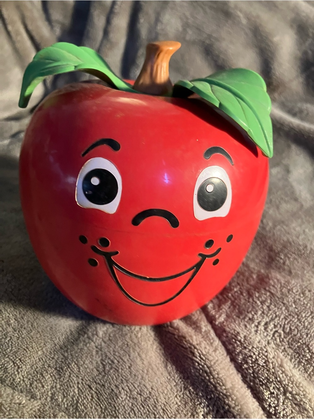 Vintage 1972 Fisher-Price Happy Apple w/ Short Stem, Roly Poly Chime WORKS